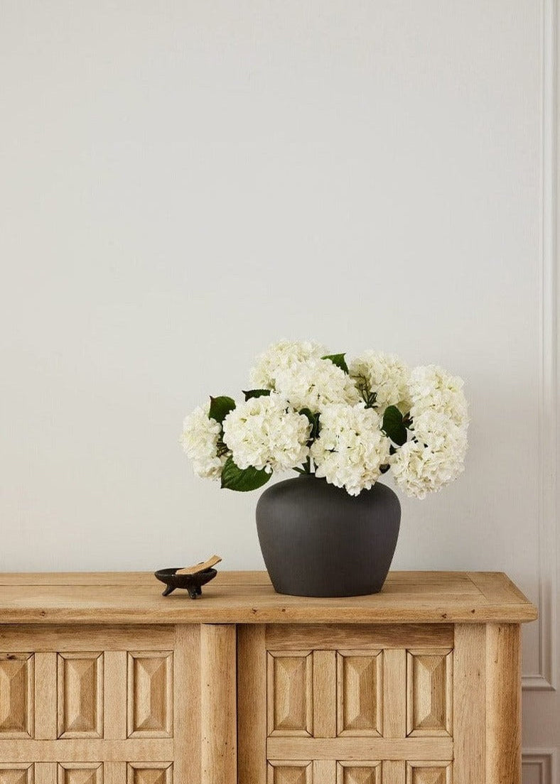 Fake Flowers Real Touch Hydrangea Stem in Talc White - 18"