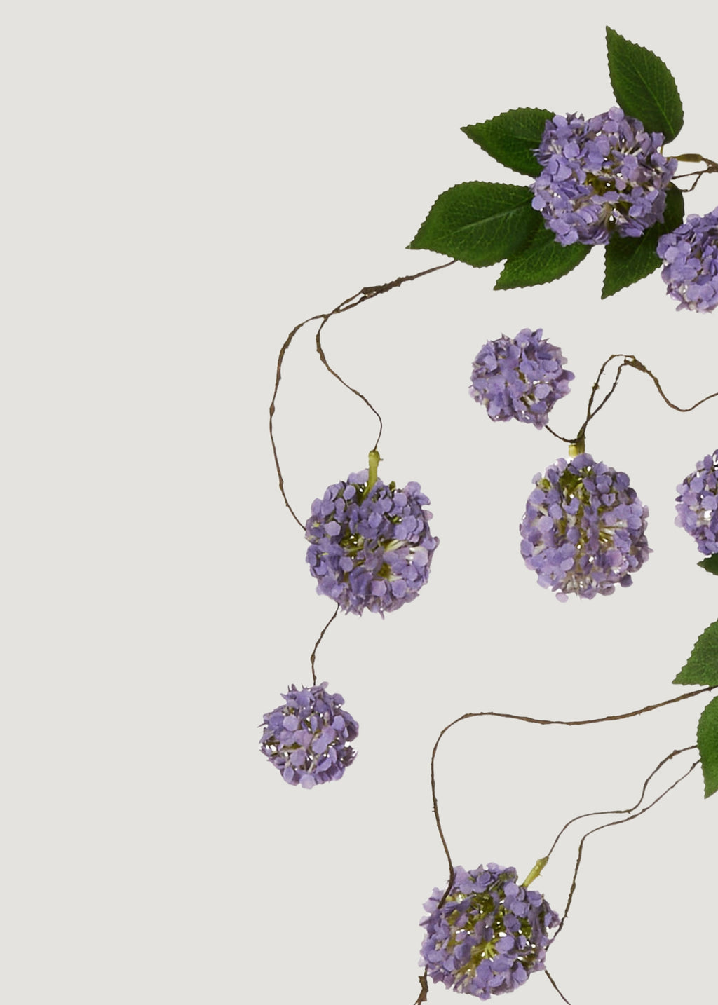 Purple Mini Fake Hydrangea Hanging Flower Branch - 52.5"