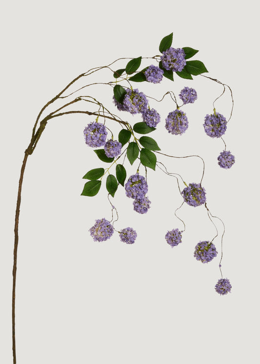 Purple Mini Fake Hydrangea Hanging Flower Branch - 52.5"
