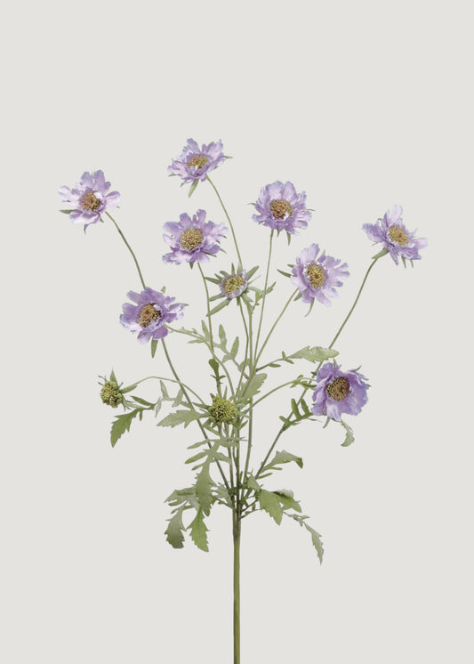 Amethyst Purple Fake Scabiosa Wildflower Bush - 25"
