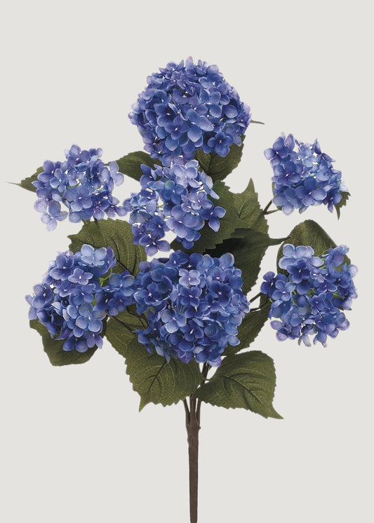 Helio Blue Blooming Fake Hydrangea Bush - 22"