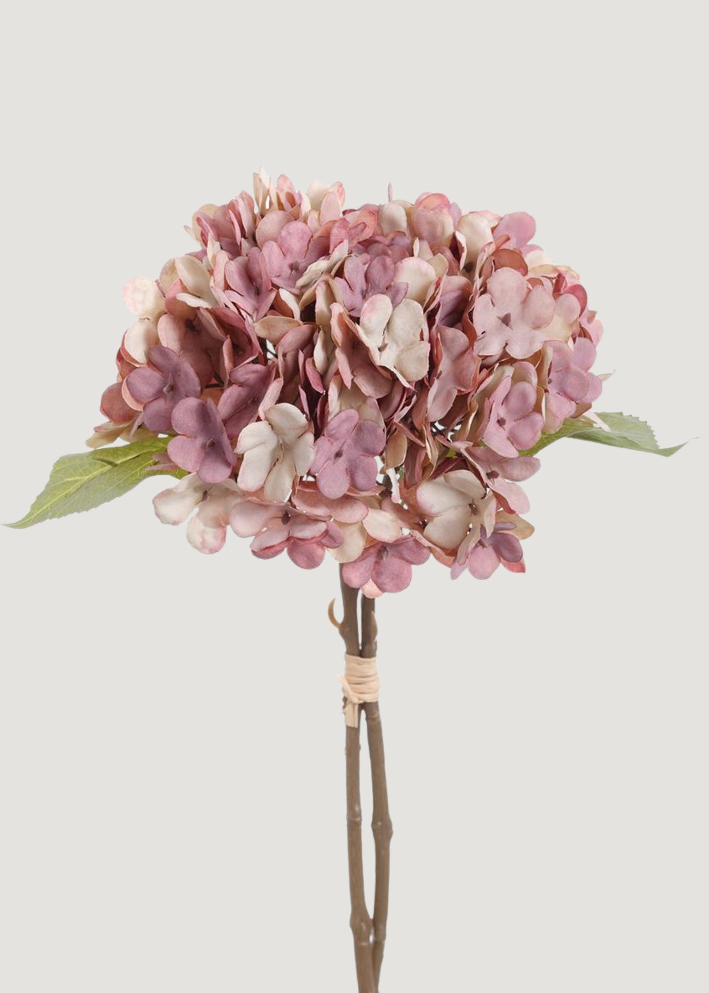 Fake Hydrangea Flower Bundle in Antique Pink - 13.5"