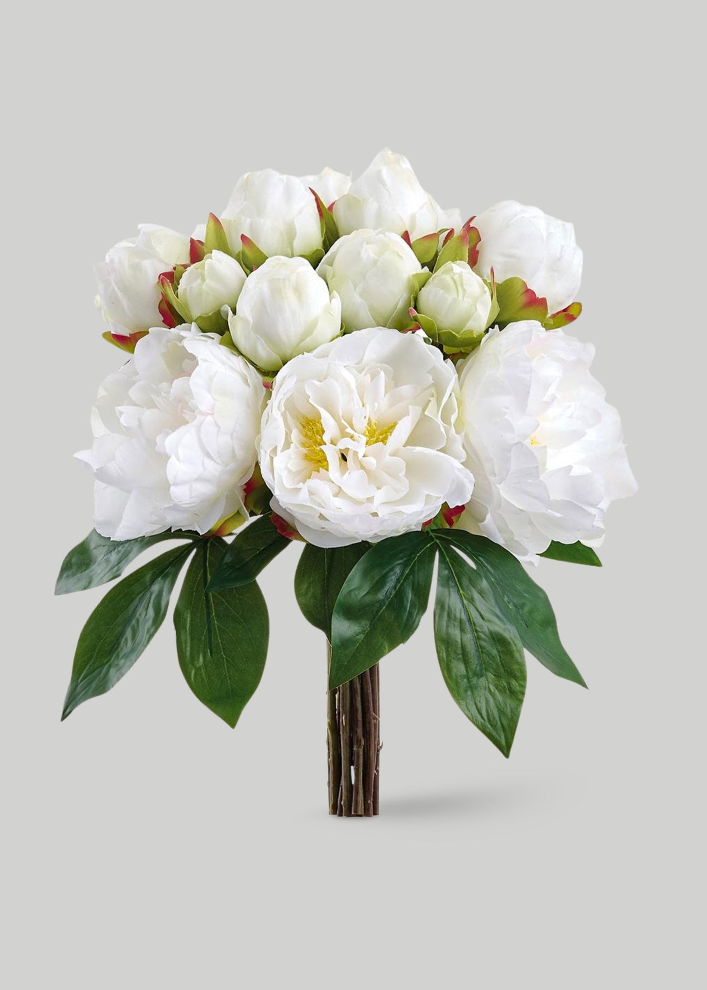 Artificial Wedding Flower Bouquet of White Peonies - 16"