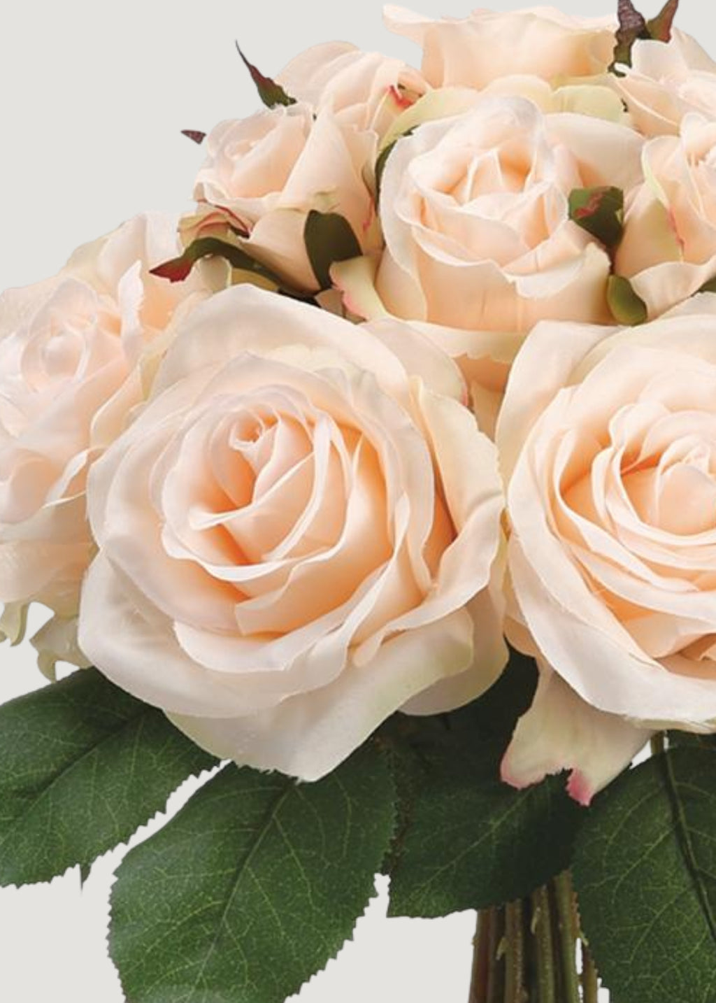 Peach Cream Artificial Rose Flower Bouquet - 11.5"