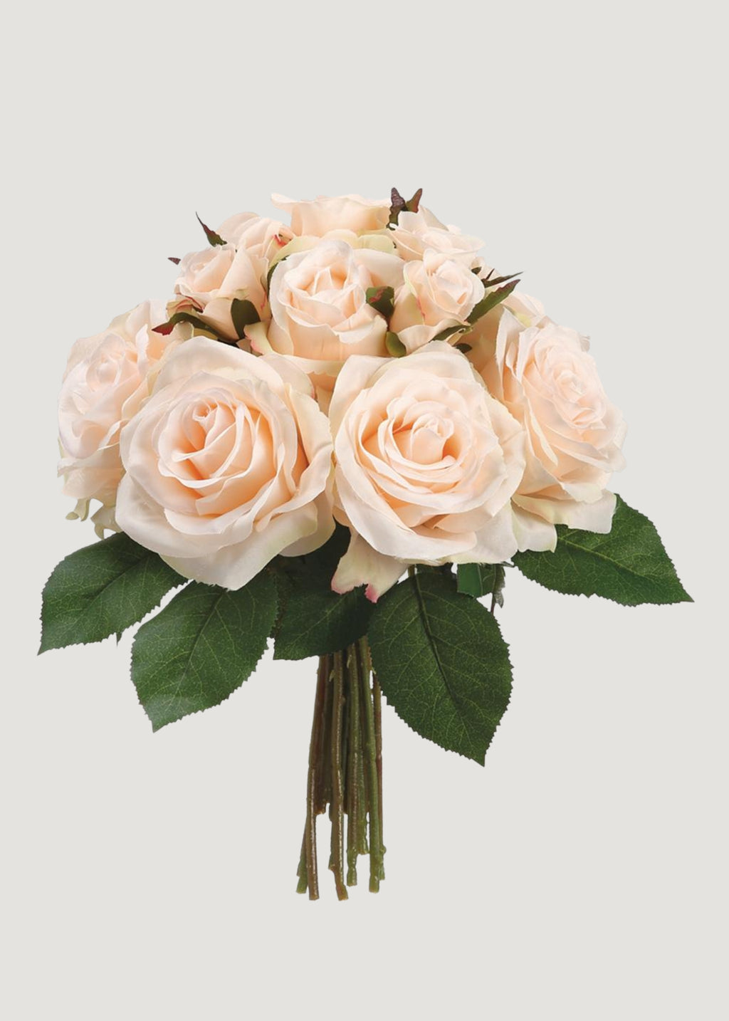 Peach Cream Artificial Rose Flower Bouquet - 11.5"