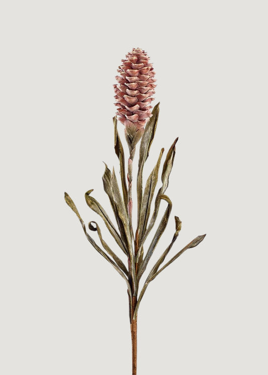 Dried Look Tropical Ginger Fake Flower in Earthy Brown - 33.5"