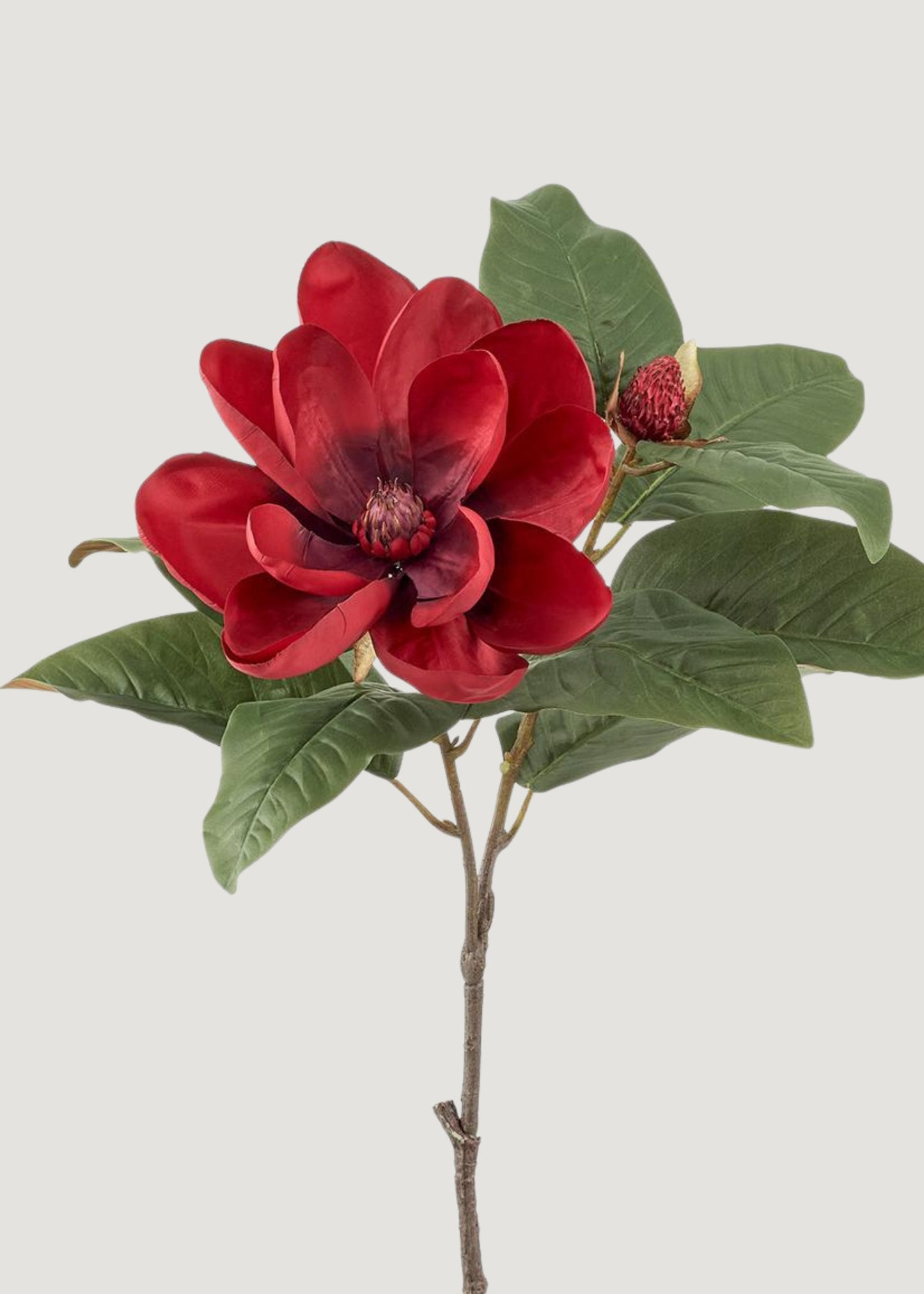 Red Burgundy Artificial Blooming Magnolia Flower - 28"