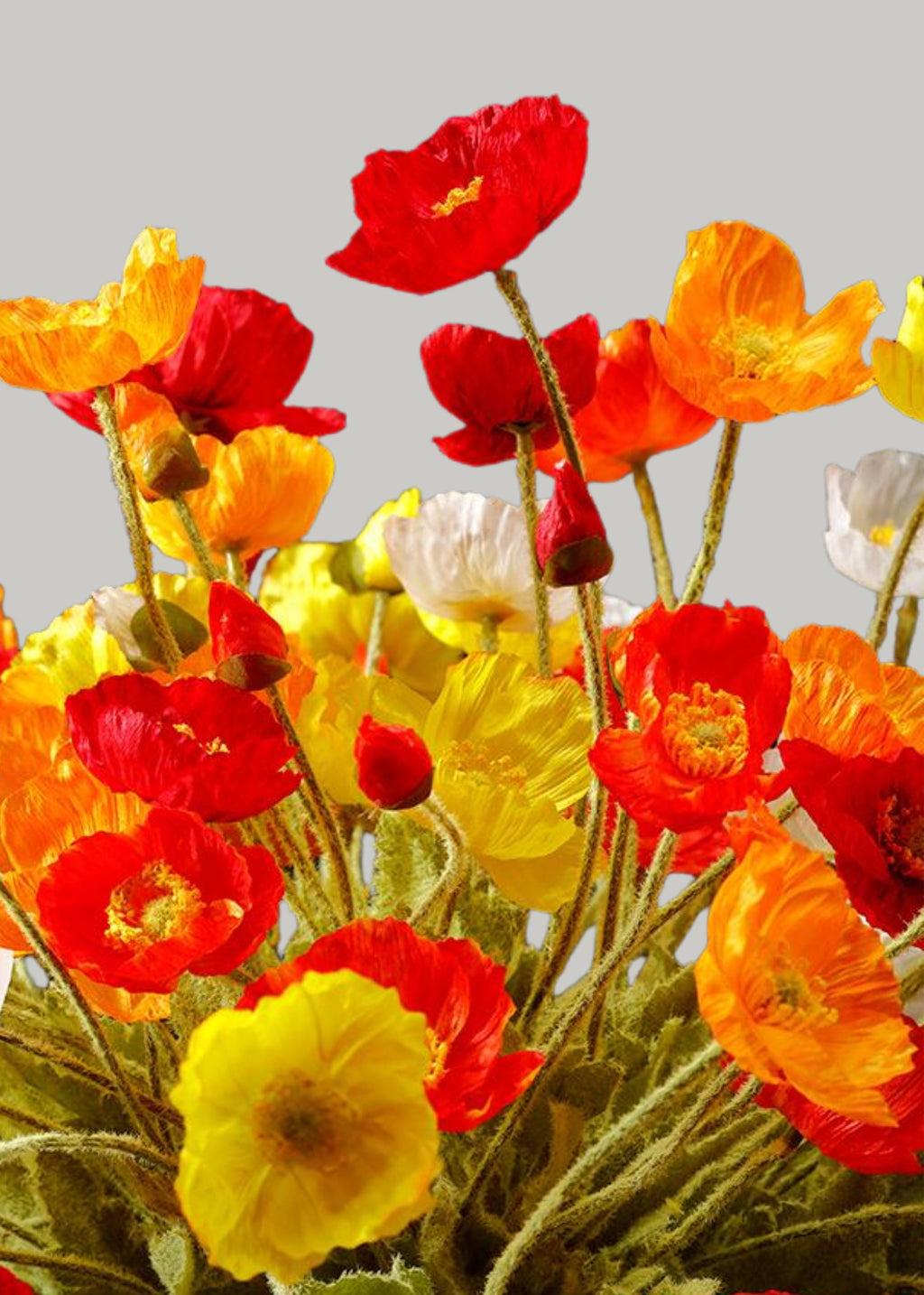 Artificial Poppy Flower Spray in Orange - 23.5"