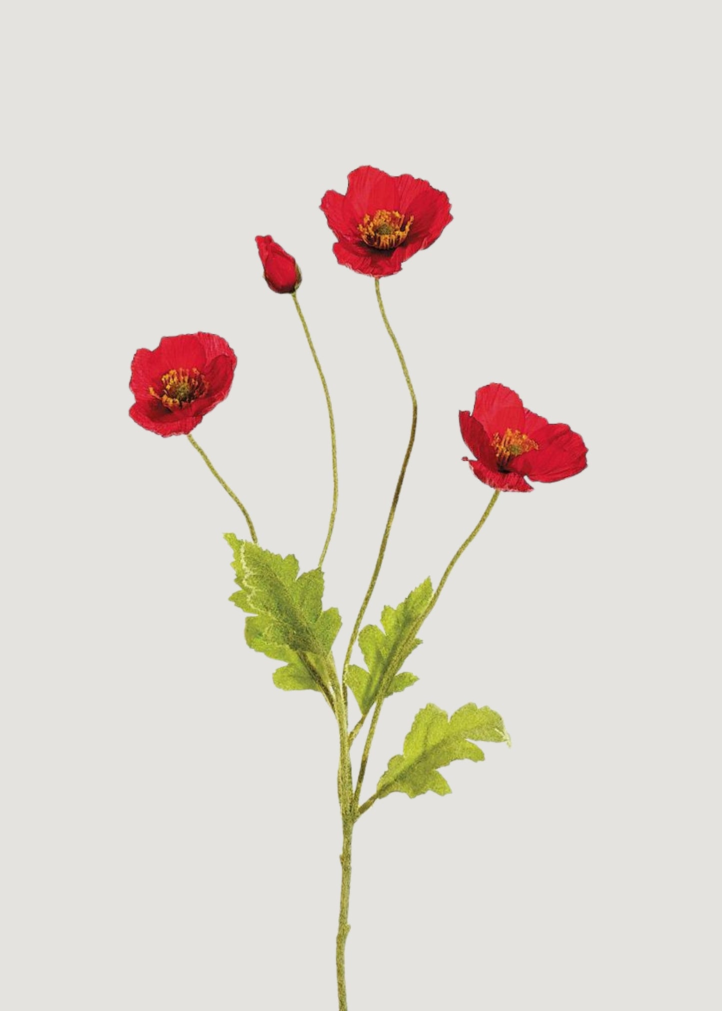 Red Artificial Poppy Flower Spray - 23.5"