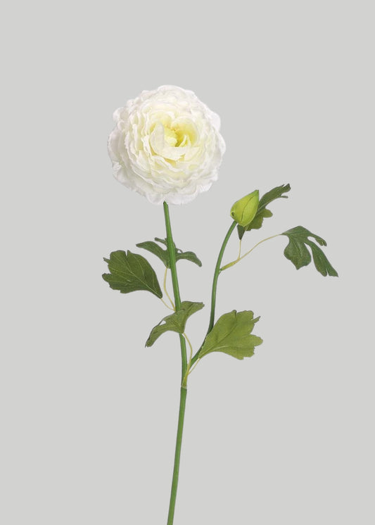 Cream White Artificial Ranunculus Flower - 19"