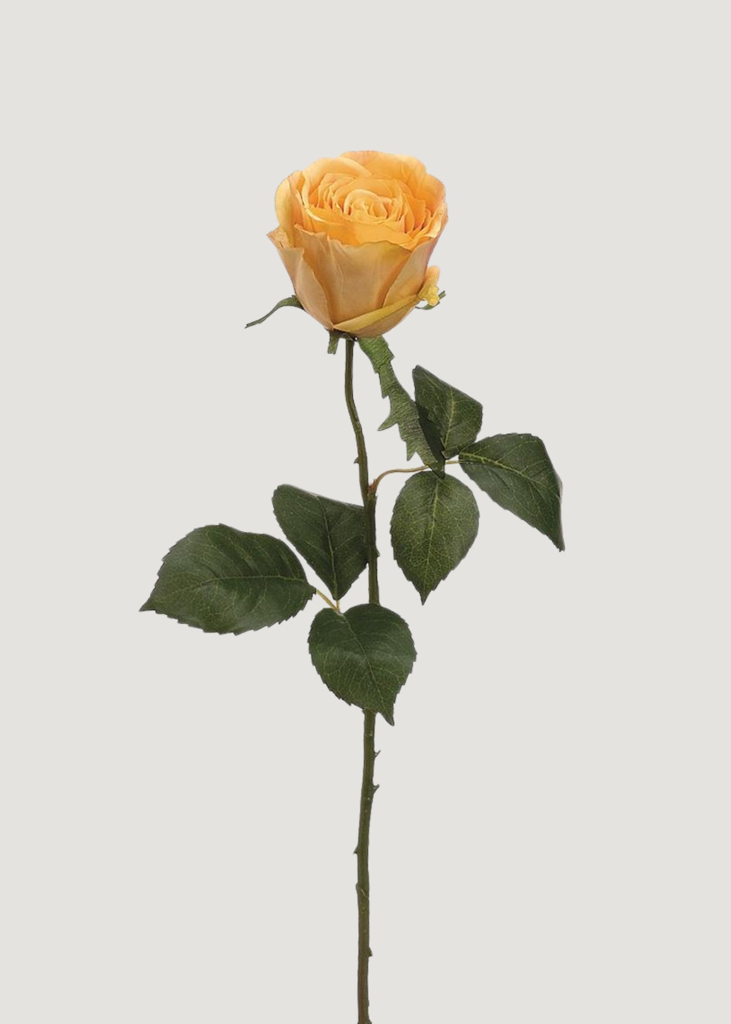 Yellow Gold Half Open Rose Fake Flower - 22"