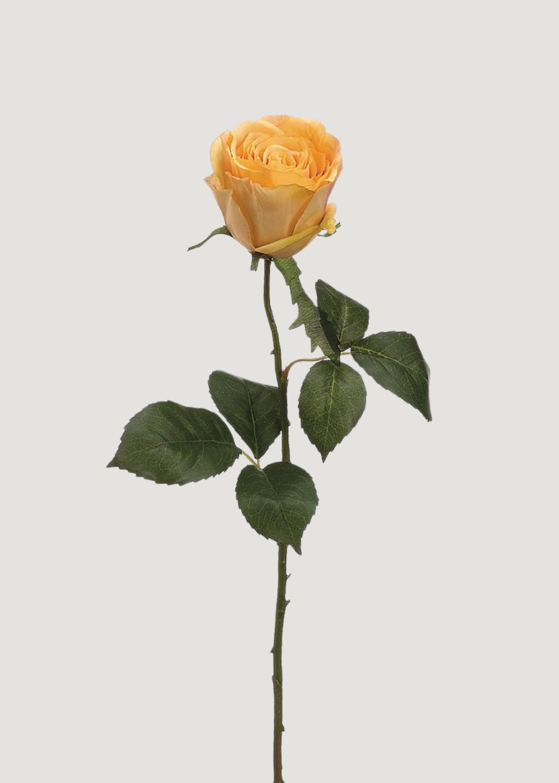 Yellow Gold Half Open Rose Fake Flower - 22"