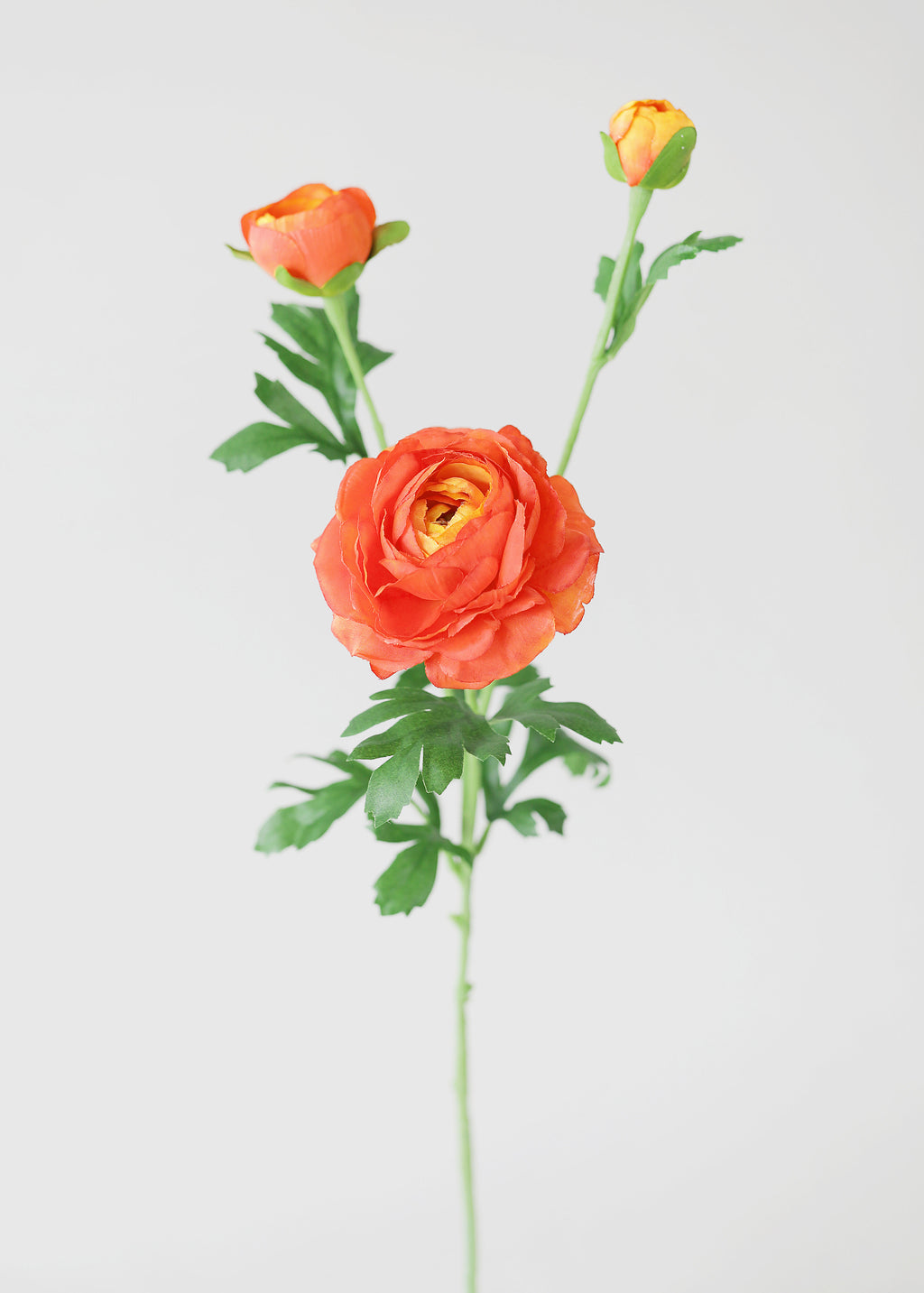 Artificial Ranunculus Flower in Coral Orange - 25"