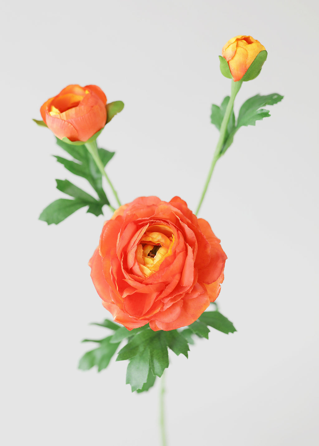 Artificial Ranunculus Flower in Coral Orange - 25"