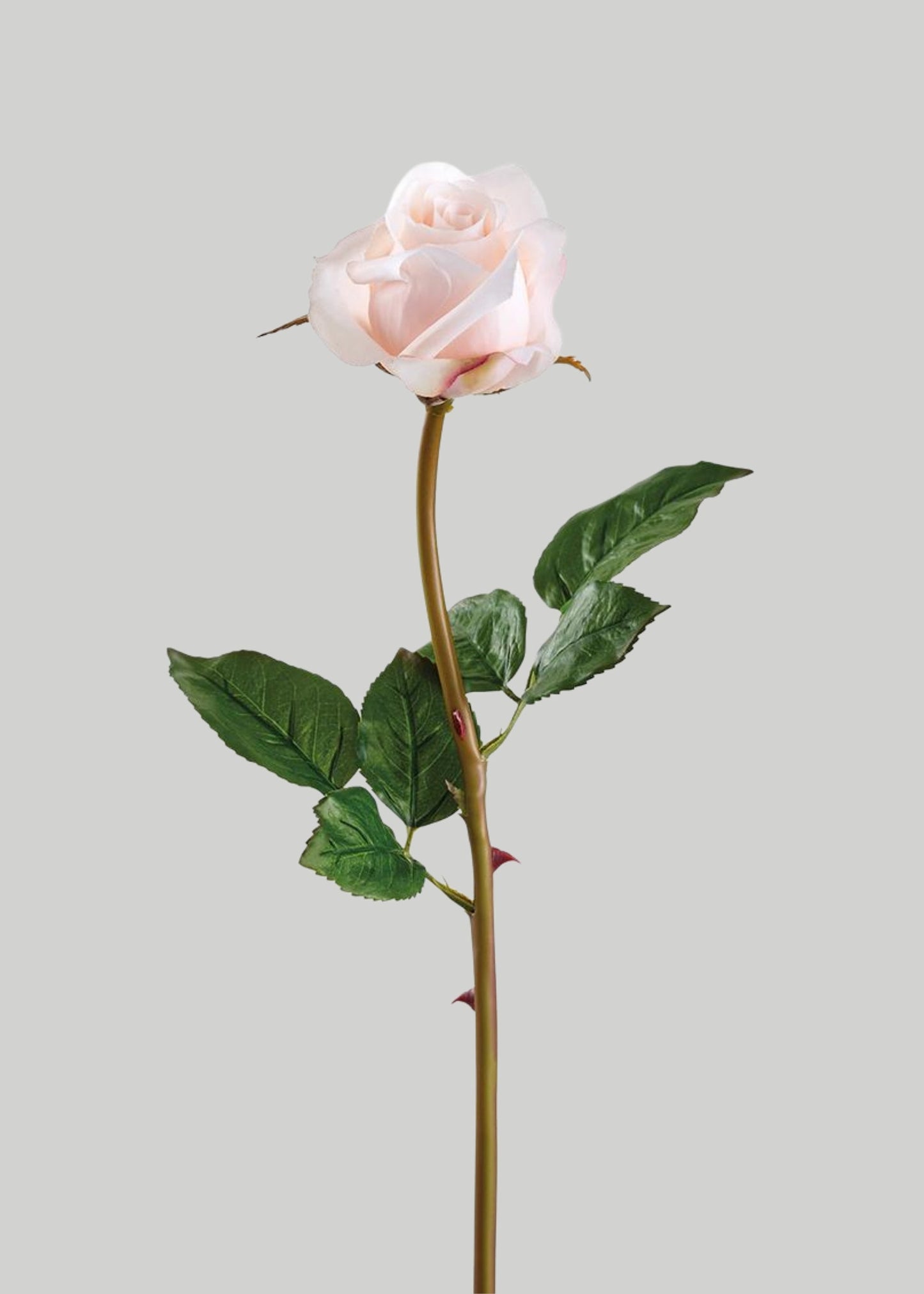 Blush Pink Real Touch Rose Bud Fake Flower - 23"