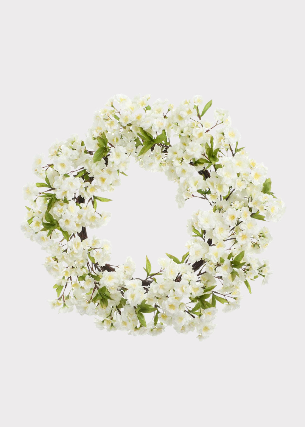 Fake Cherry Blossom Wreath in White - 24"