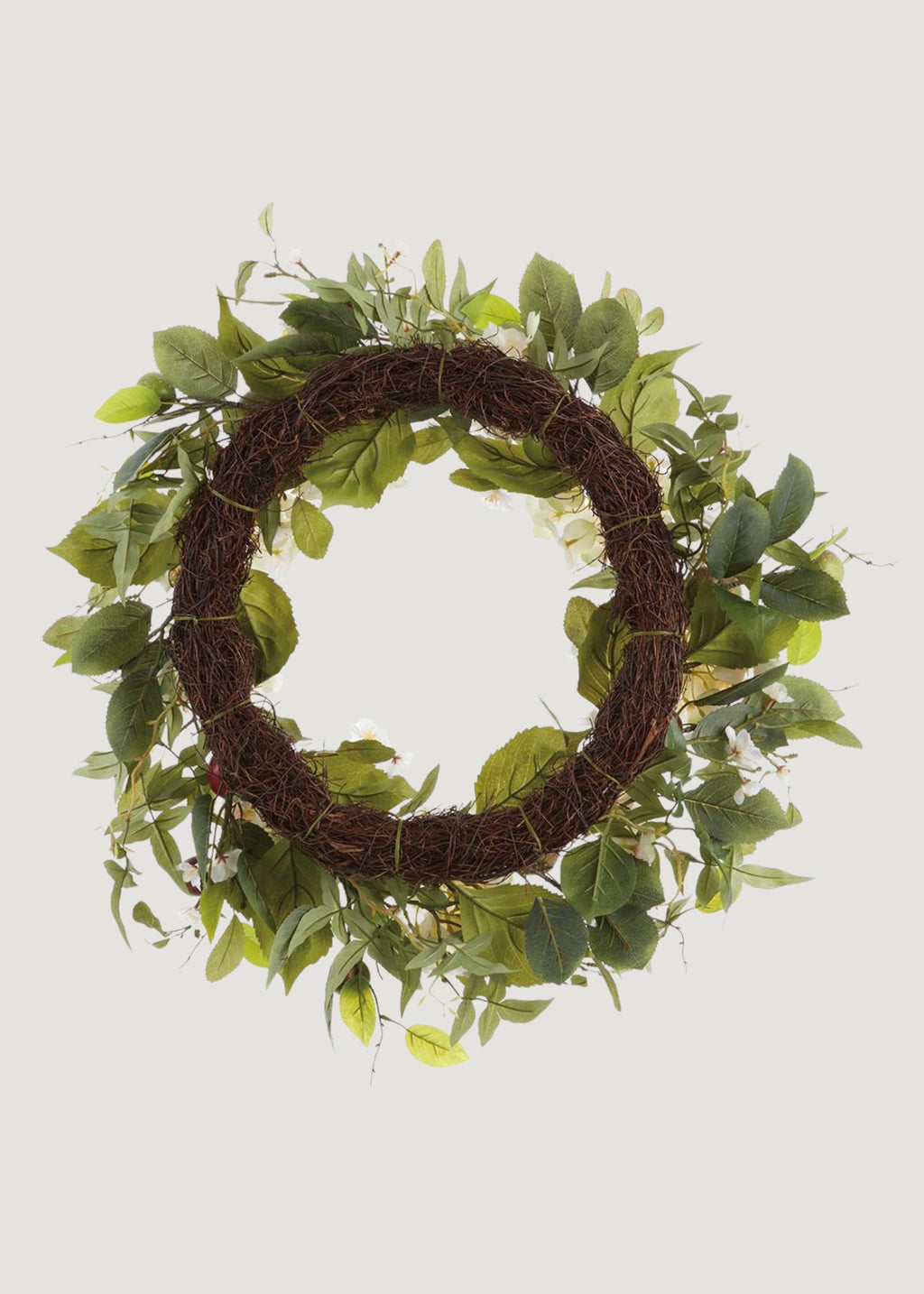 White Artificial Hydrangea and Apple Spring Wreath - 30"