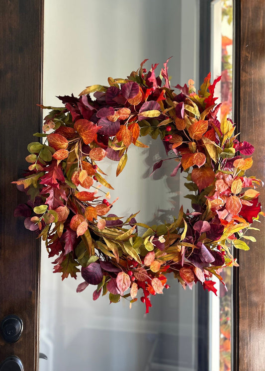 Deluxe Faux Eucalyptus Fall Wreath in Mixed Autumn - 27.5"