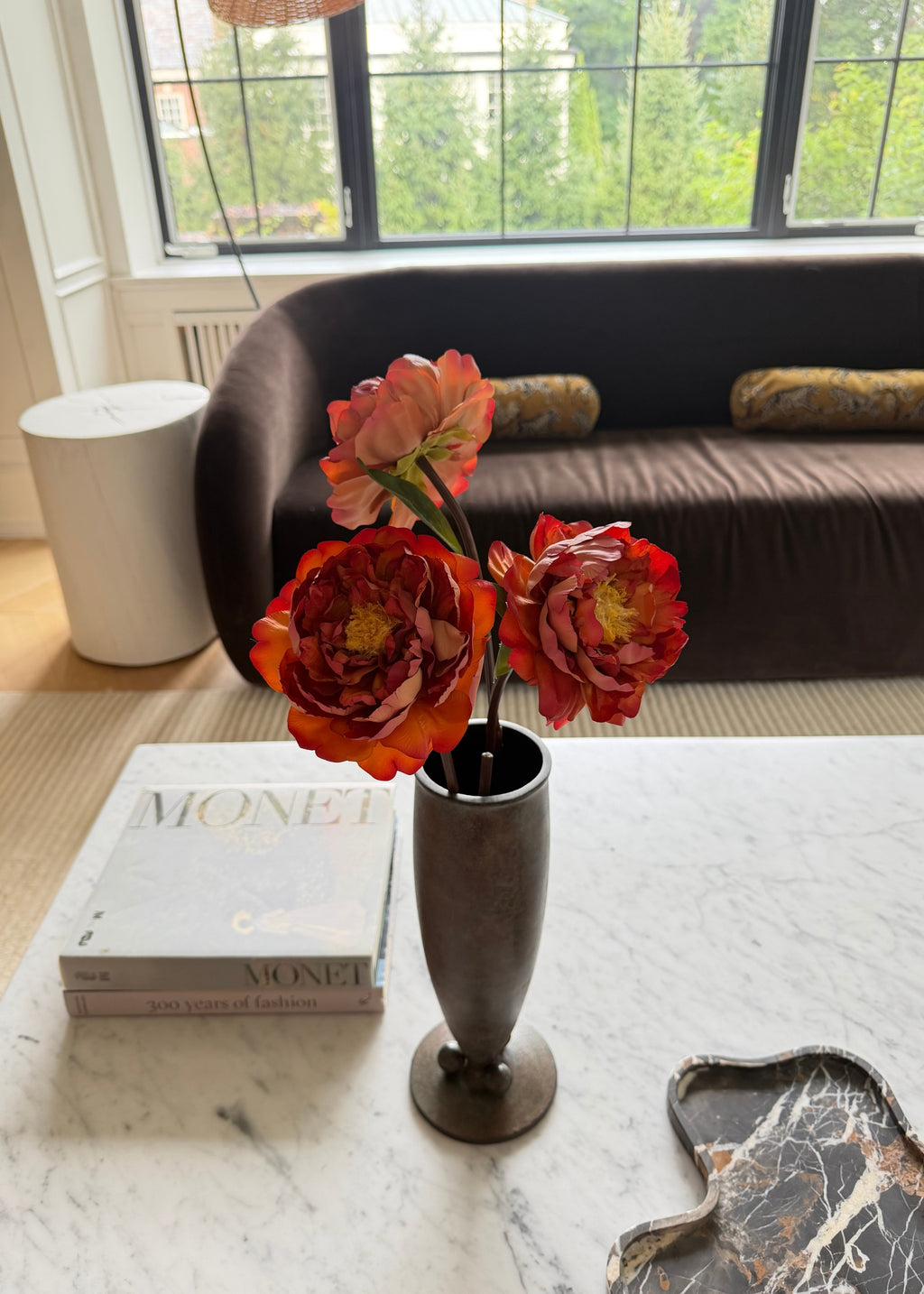 Artificial Peony in Fall Rust Hue - 32"