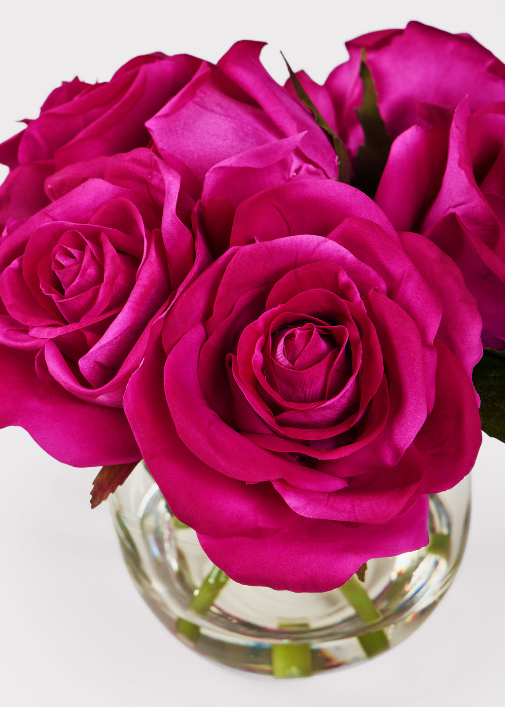 Real Touch Rose Arrangement in Glass Vase - 8" Faux Floral Centerpiece