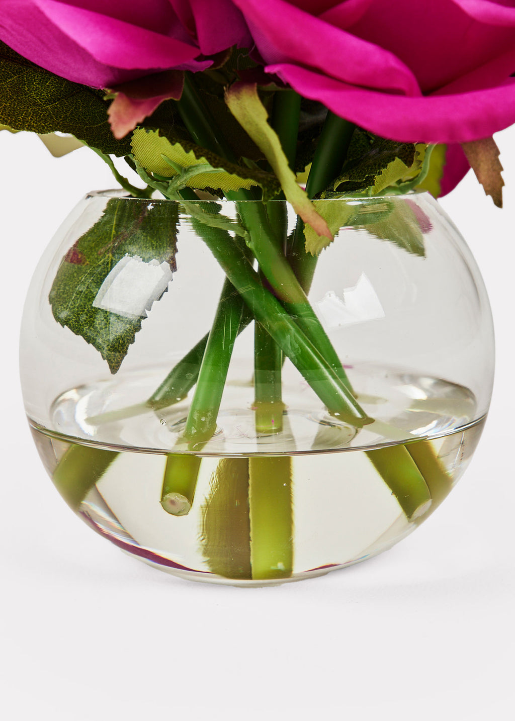 Real Touch Rose Arrangement in Glass Vase - 8" Faux Floral Centerpiece