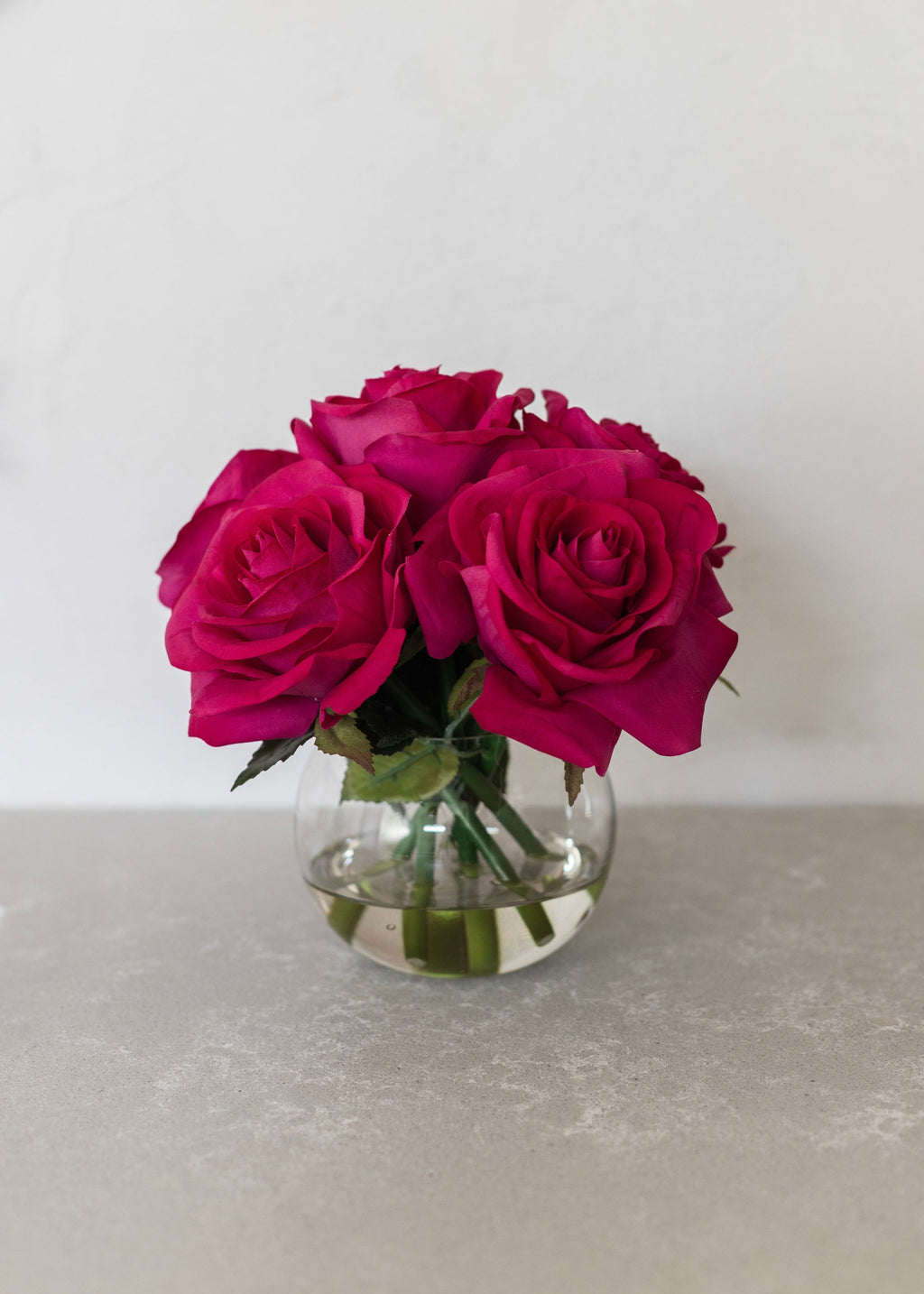 Real Touch Rose Arrangement in Glass Vase - 8" Faux Floral Centerpiece