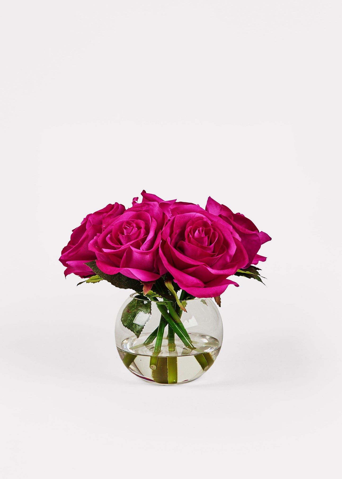 Real Touch Rose Arrangement in Glass Vase - 8" Faux Floral Centerpiece