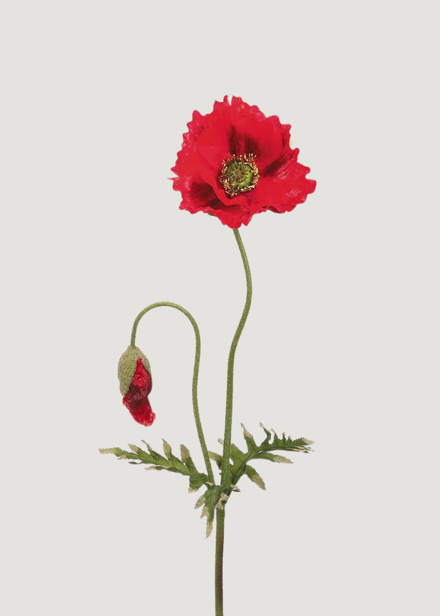 Artificial Poppy Wildflower in Red - 35.5"