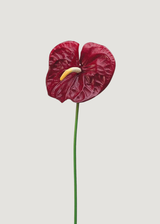 Dark Red Artificial Anthurium Tropical Flower - 27"