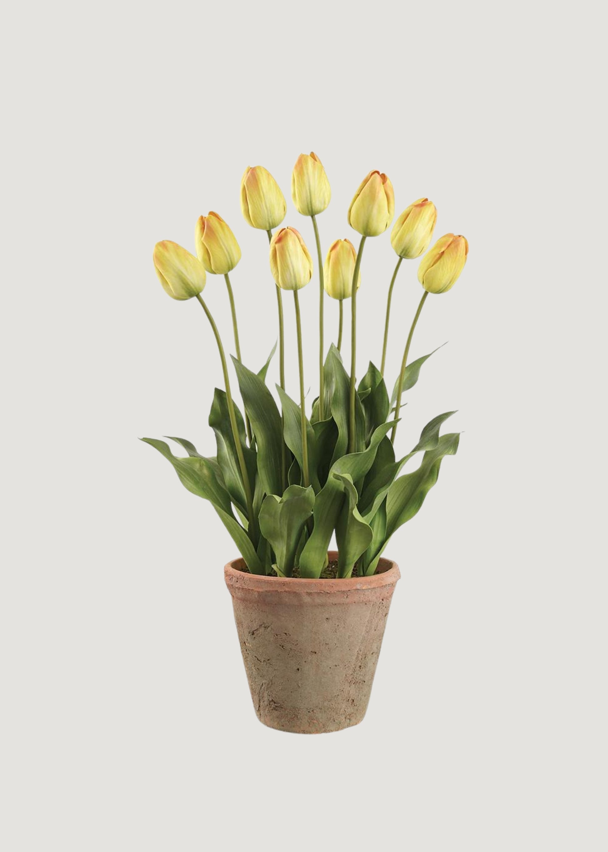 Yellow Artificial Tulip Flower Arrangement in Clay Pot - 27"