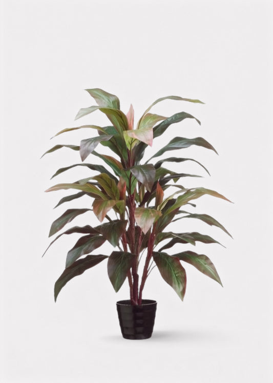 Fake Red Green Cordyline Palm Potted Floor Plant - 40"