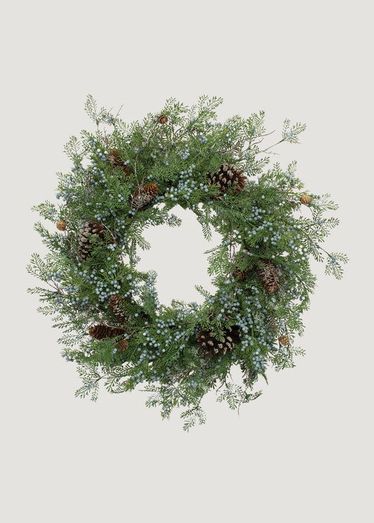 Luxe Faux Juniper Pinecone Wreath - 26"