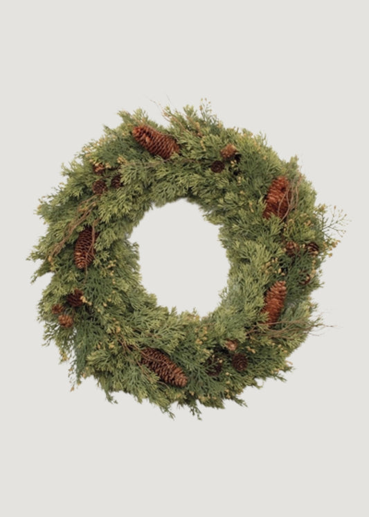 SAVE - Artificial Pine Holiday Wreath with Cones - 24"