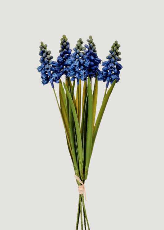 Blue Fake Grape Hyacinth Spring Flower Bundle - 12.5"