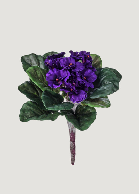 Purple Small African Violet Bush UV Treated Indoor/Outdoor Fake Plant - 8"