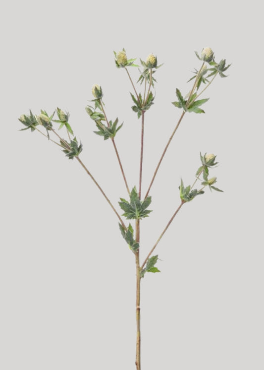 Cream Fake Echinops Thistle Wildflower Spray - 23"