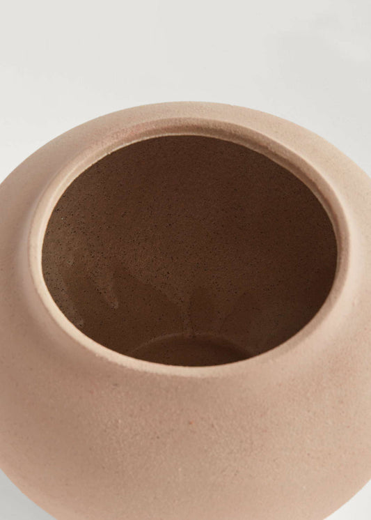 Large Handmade Stoneware Vase in Tan - 8.25" Wide