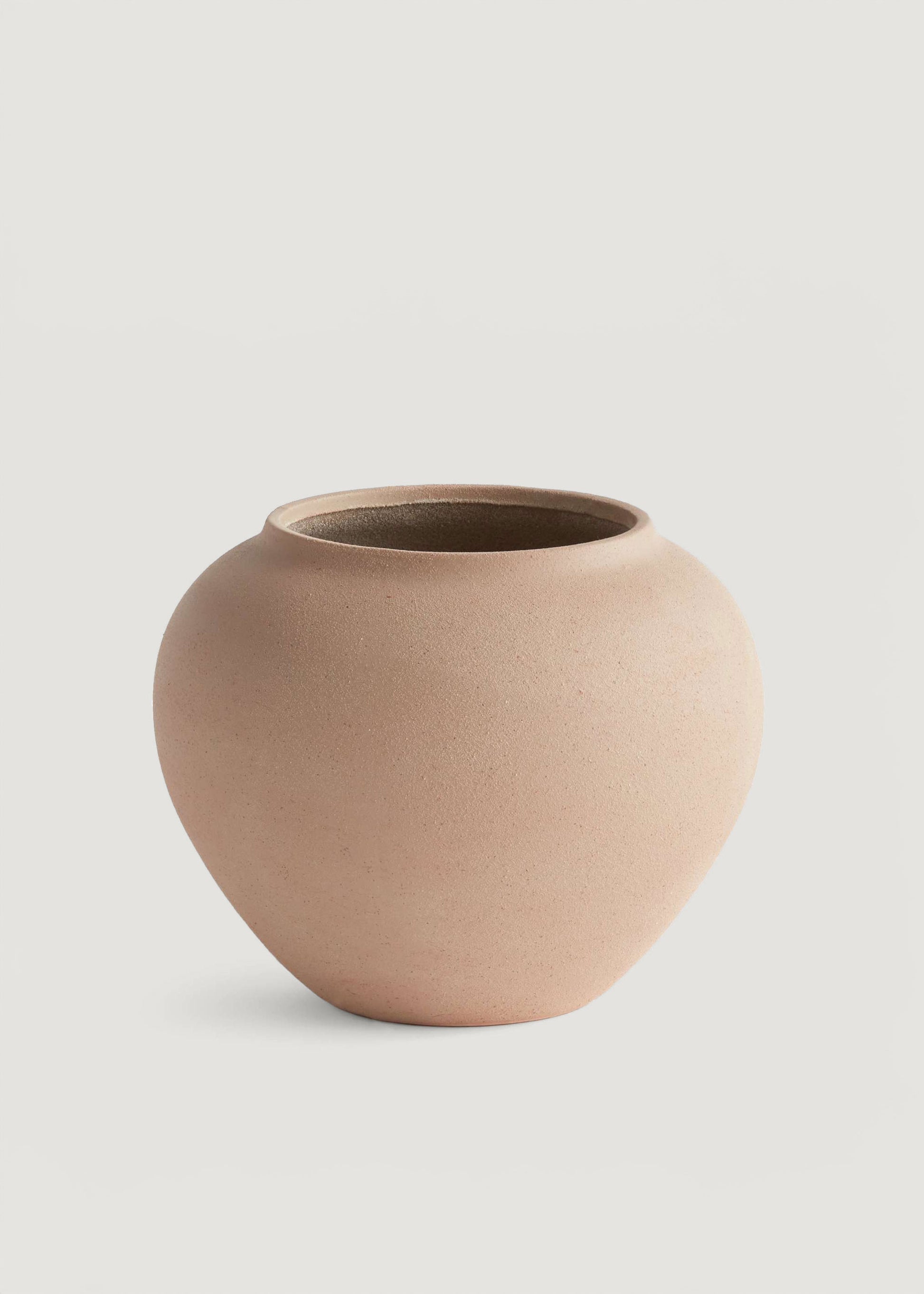 Large Handmade Stoneware Vase in Tan - 8.25" Wide