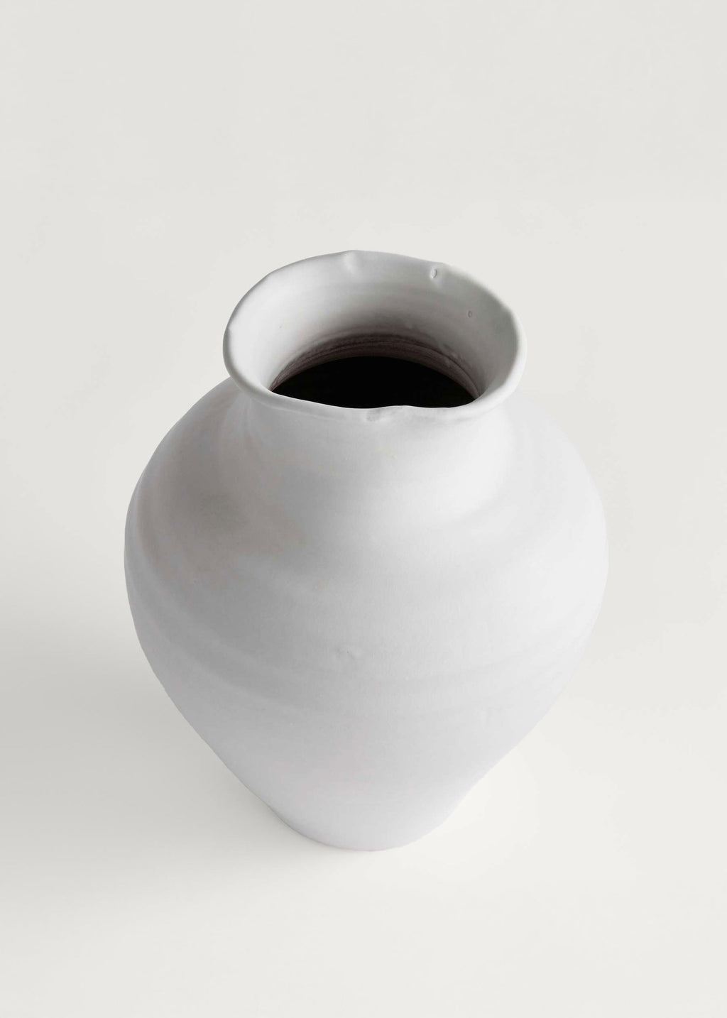Handmade Terra Cotta Vase in Matte White Glaze - 14"