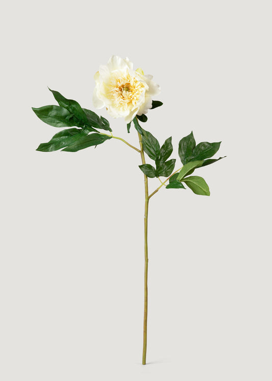 Artificial Peony Flower in Pale Yellow - 28.5"