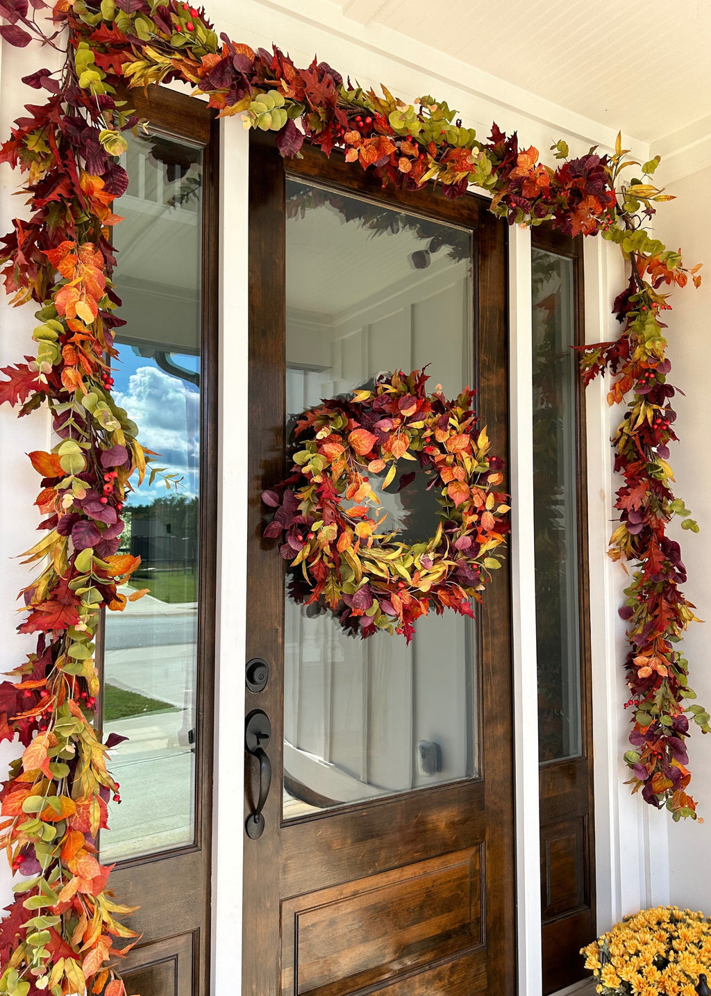Deluxe Faux Eucalyptus Fall Wreath in Mixed Autumn - 27.5"