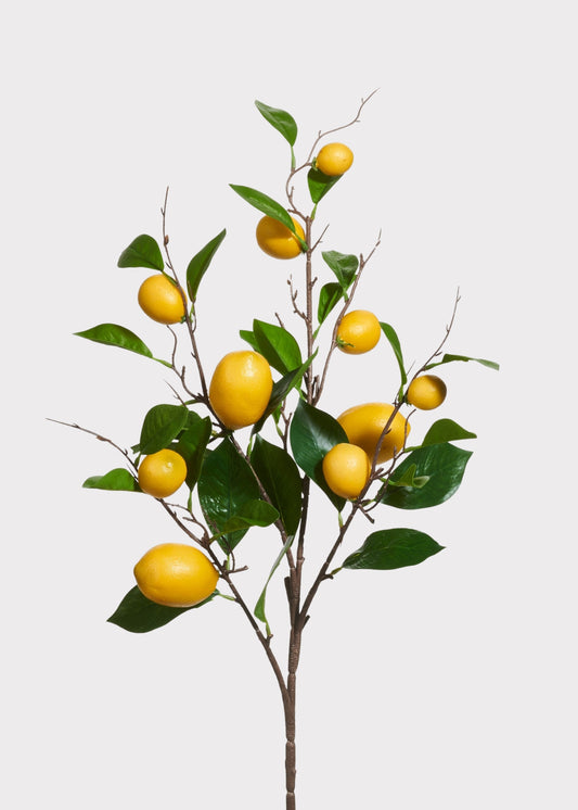 Yellow Fake Lemon Fruit Branch - 36"