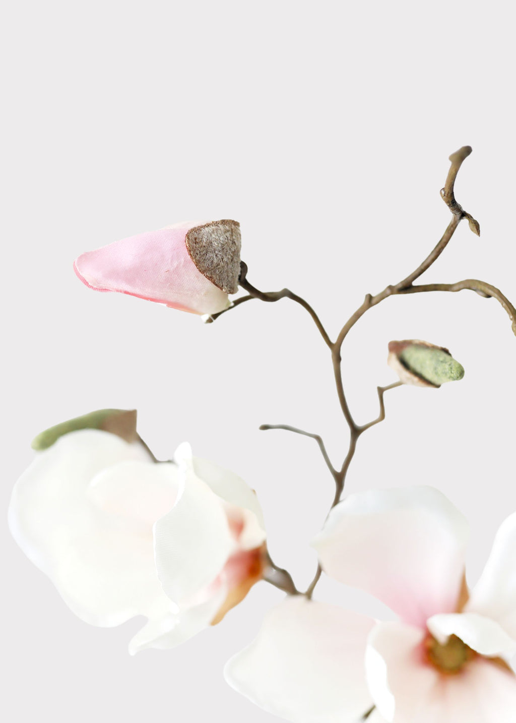 Blush Pink Fake Magnolia Flower Pick - 19"