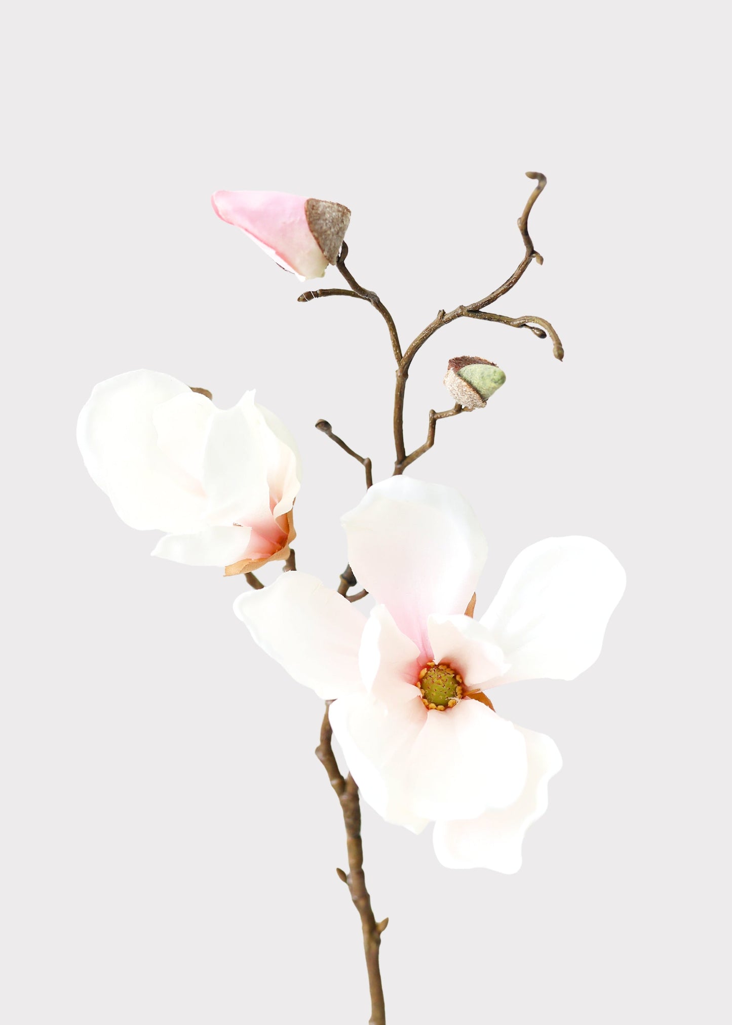 Blush Pink Fake Magnolia Flower Pick - 19"