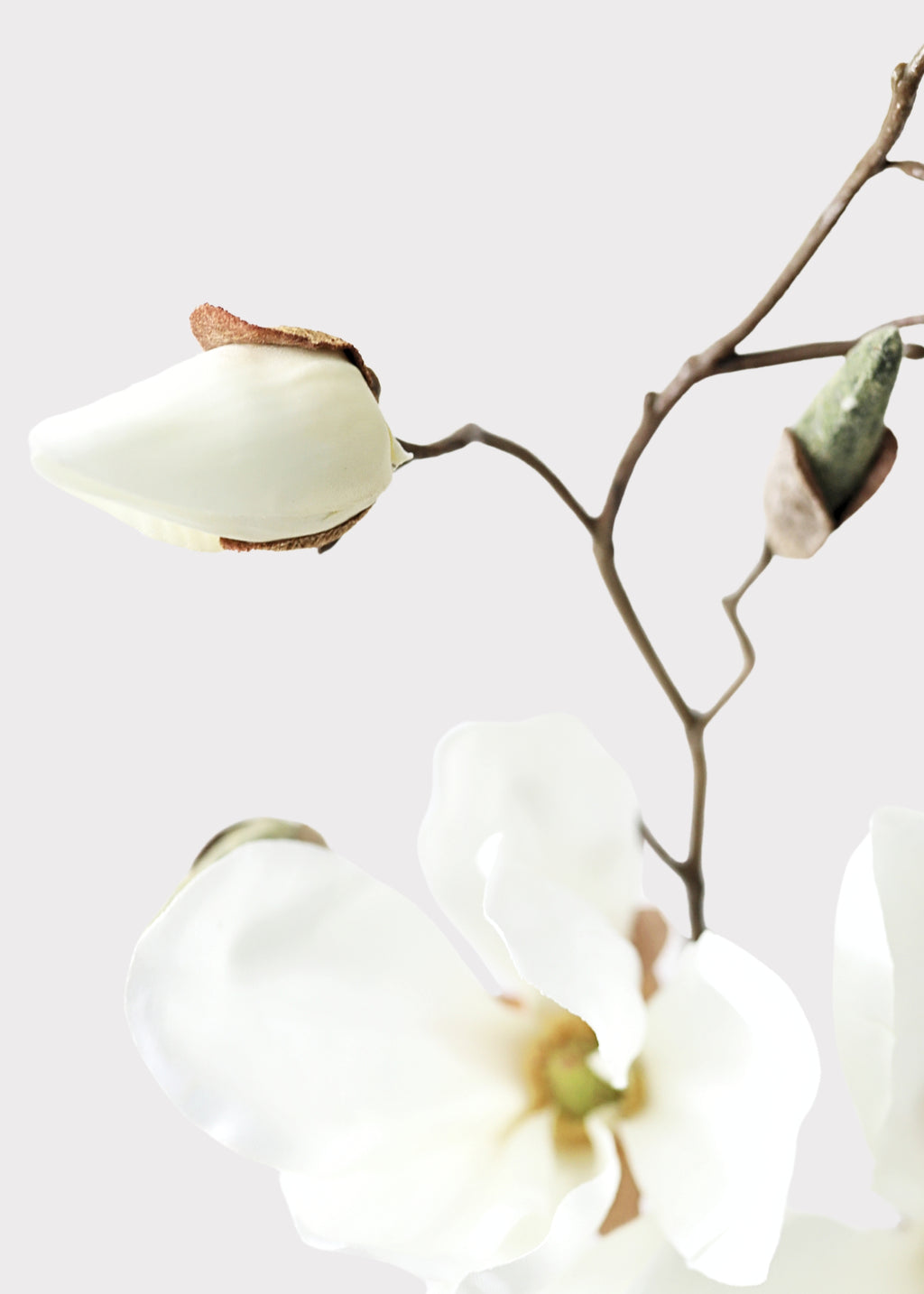 Cream Artificial Magnolia Flower Pick - 19"