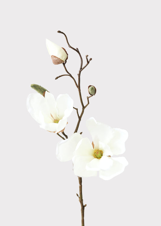 Cream Artificial Magnolia Flower Pick - 19"