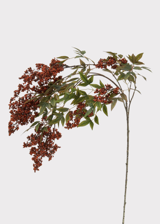 Burgundy Fake Hanging Nandina Berry Branch - 45"