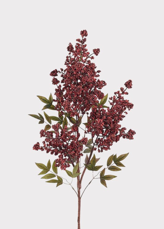 Artificial Nandina Berry Branch in Burgundy - 47"