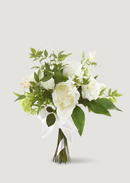 Faux-Ever Large Cream White Fake Rose and Peony  Bouquet - 16.5"