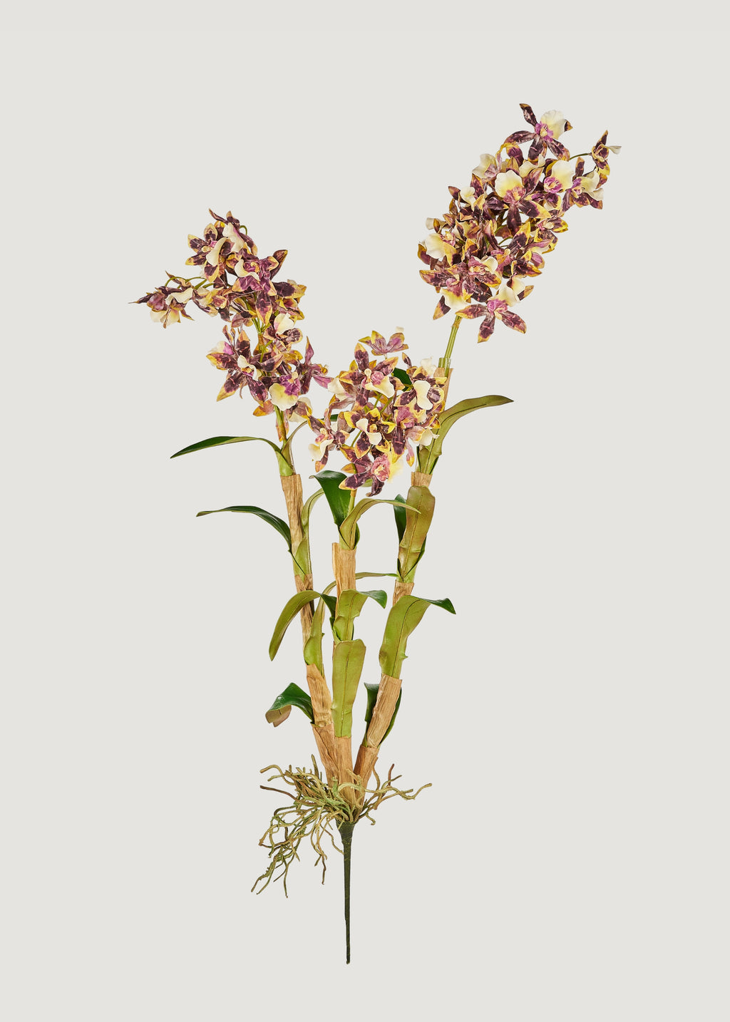 Brown and White Artificial Dendrobium Orchid Plant - 35"
